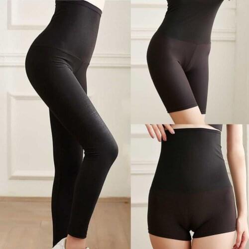 Women Shorts Body Shaper Pants Black Fat Burning High Waist Waist Trainer Sauna Pants Skinny Knee-length Shorts for Sports