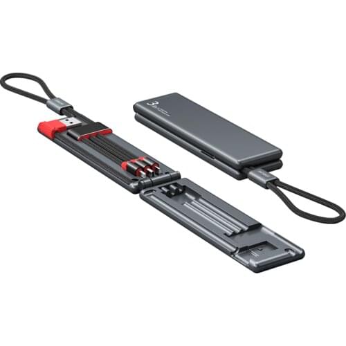 Foldable Portable 3 in 1 Charing USB Cable For iPhone Micro Type C Compatible with Huawei Xiaomi