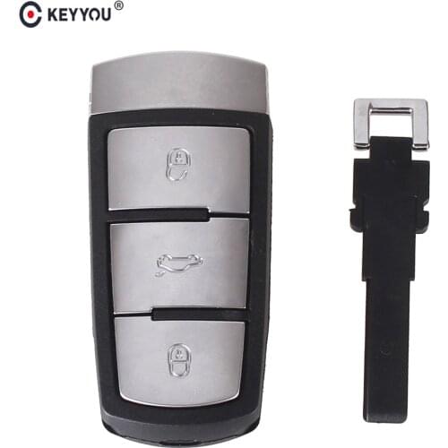 KEYYOU Replacement Smart Remote Key Shell Case Fob 3 Buttons For VW Volkswagen CC Passat Magotan Key Smart Card Cover