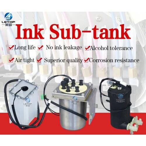 Ink sub tank for outdoor inkjet printer with ink level sensor