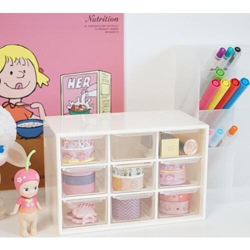 9 Drawer Storage Box White Display Stationery Organizer for Eraser Tape Jewelry Lipstick Office Desk School Household F399