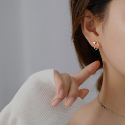 925 sterling silver earring fashion zircon key straight stud earring Ear chain trend personality female girl silver ear jewelry