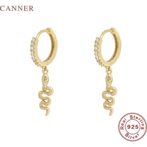 CANNER 925 Sterling Silver Earrings Snake Animal Wild Oorbel Diamant Earrings Jewelry Gold Earring Earrings For Women