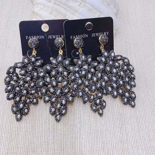 ZLH New Fashion Handing Pave Rhinestone Pearl Crystal Earrings Handmade Drop Dangle Earring For Girl 3pairs