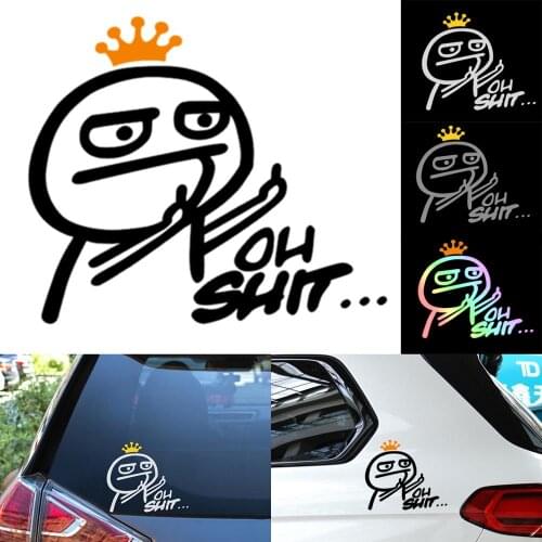 1pcs Auto Car Cartoon Styling Stickers OH SHIT Funny Car Vinyl Decals Car Sticker Motorcycle Decal Styling Middle Finger Reflect