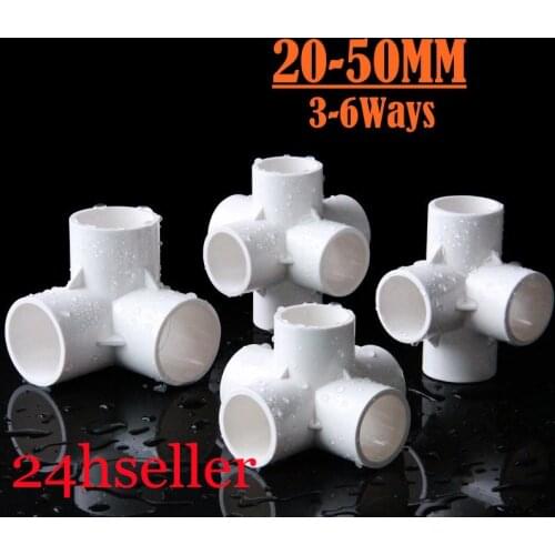 1pcs PVC Pipe Connectors Garden Irrigation Tube Adapter 20mm-50mm PVC Three-Dimensional Tees Indoor Water Supply Pipe Fittings
