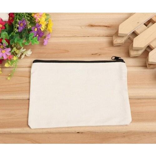 100pcs 19*15cm blank canvas zipper Pencil cases cotton cosmetic Bags makeup bags Mobile phone clutch bag custom logo SN019