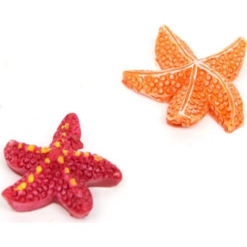 2pcs DIY Potted Flower Plant Resin Craft Garden Decoration Mini Red Orange starfish Ornament Coloful Miniature Landscape