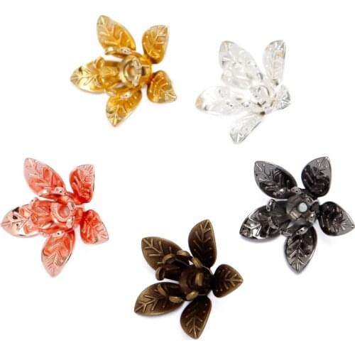 20pcs 12x7mm Vintage Copper Flowers Blank Setting Filigree Wraps Connectors Charm Findings For Jewelry Making Components