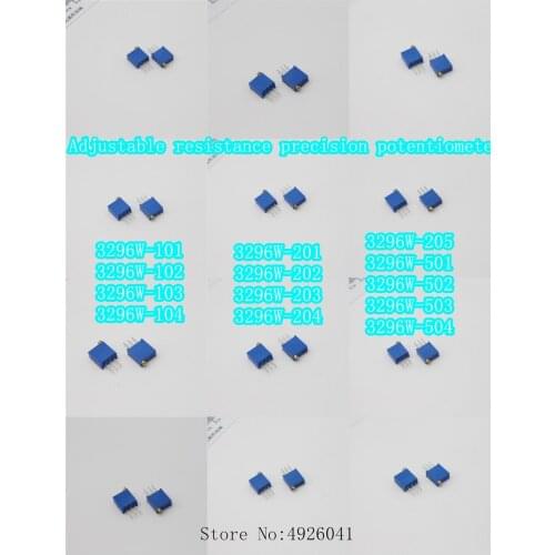 20PCS 3296 Adjustable resistance precision potentiometer switch 3296W-101 102 103 104 201 202 203 204 205 501 502 503 504
