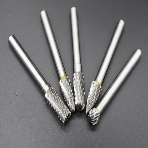 5Pc /Set 8MM Head Tungsten Carbide Rotary Point Burr Die Grinder 6mm Shank Abrasive Tool Drill Carving Bit
