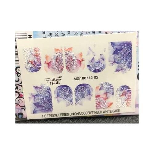 6d diy Acrylic Cubic Engraved Non-trace Nail Sticker Embossment Flowers Water Slide Nail Sticker Wholesale Price