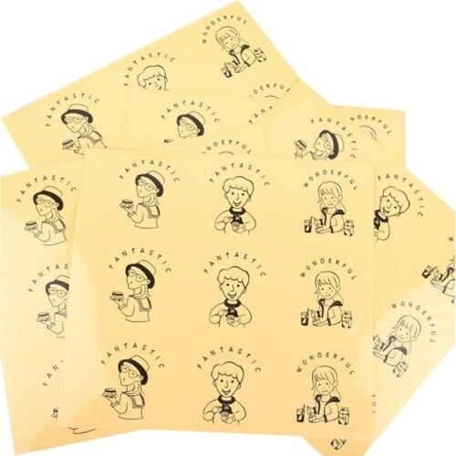 900piece Sealing Sticker Girl Boy Hand Painted Transparent White Desserts Round Black Food Cute Stickers Handmade Wholesale 5CM