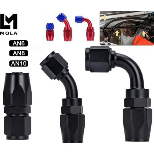 AN6 AN8 AN10 Straight 45 90 180 Degree Oil Fuel Swivel Hose End Fitting Oil Hose End Adaptor Kit Black