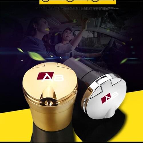 Car Ashtray With Blue LED Light Metal Liner Car LOGO styling Accessorie for audi a8 d3 d2 spoiler Accessorie