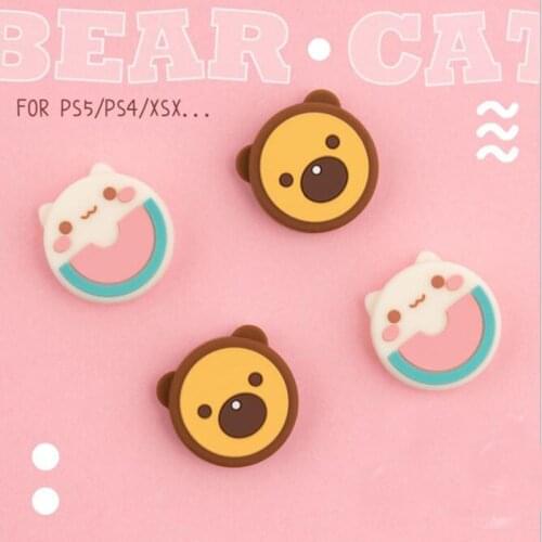 Bear Cat Thumb Stick Grip Cap Joystick Cover For Sony Dualshock 5/4/3 PS5/PS4/PS3/Xbox 360/Switch Pro Controller Thumbstick Case