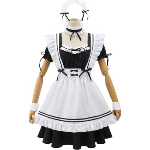 Black Cute Lolita Maid Costumes French Maid Dress Girls Woman Amine Cosplay Costume Waitress Maid Party Stage Costumes