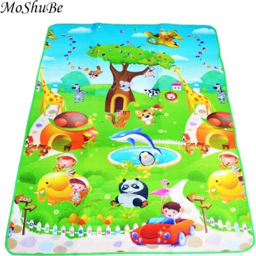 Baby Play Mat 180*120*0.5cm Double Side Dinosaur+Animal Car Children Floor Carpet Kids Crawling Rugs Baby Game Pad Gym Cushion