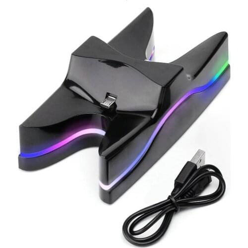 For PS4 Controller Dual USB Charging Dock DC 5V Colorful LED Charger Stand Fast Charging Station for PlayStation 4 Controller