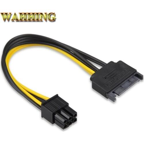 3pcs 15Pin SATA to 6Pin Power Cable Adapter Connector 6P PCI-E PCI Express Adapter Graphics Video Card Converter Cable HY981