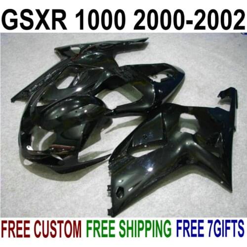 Compression motorcycle fairing kit for Suzuki gsxr1000 2000 2001 2002 glossy black fairings set GSXR 1000 00 01 02 IU05