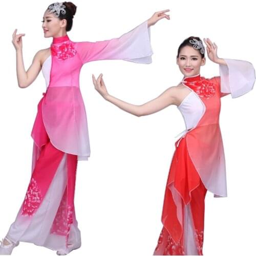 Peony Women Chinese Folk Dance Costume Big Sleeve Female Yangko Dance Costume 3 Pcs National Umbrella Dance Clothing 89