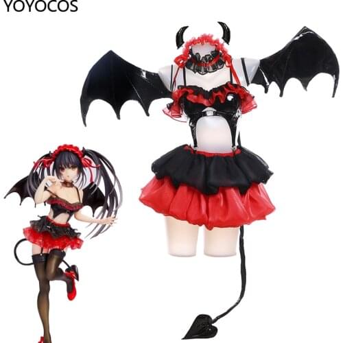 YOYOCOS Date A Live Tokisaki Kurumi Cosplay Costumes Nightmare Little Devil Cosplay Halloween Costume Red Girl Dress Sexy Woman