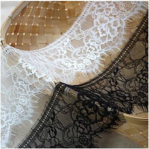 6M/Lot Wide 11cm eyelashes lace trim high-quality fabric DIY clothing skirt wedding dress veil stitching accessories