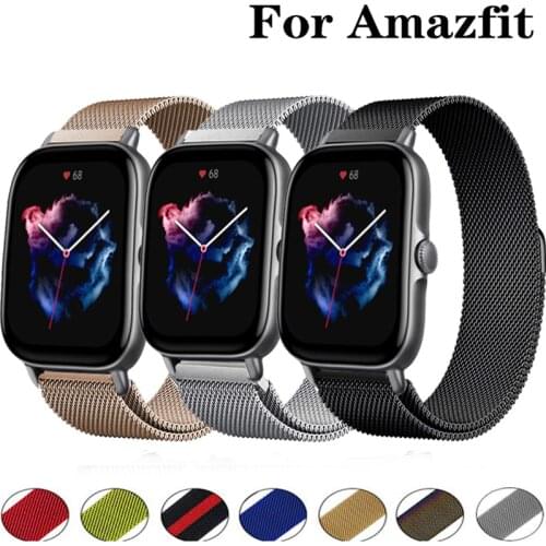 20mm/22mm band For Amazfit GTS/2/2e/GTS2 Mini/GTR 42mm/47mm/GTR2/2e/stratos 2/3 Metal smart Watch Bracelet Amazfit bip strap