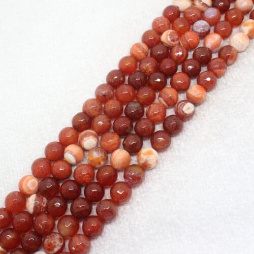 Mini.order is $7! 8-12mm Faceted Red Agates Round Stone DIY loose beads 15"