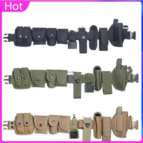 10pcs Multifunctional Security Belts Tactical Military Training Shooting Combat Wargame Duty Utility Belts with Pouches Holster
