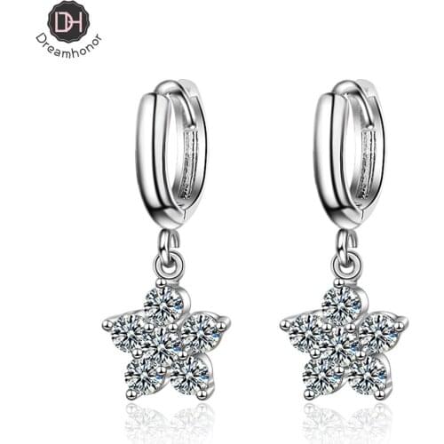 Fashion 925 Silver Korean Plum Blossom Earrings Cherry Blossom Zircon Earrings Jewelry Earrings