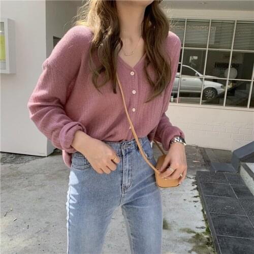 Fashion Long Sleeve V-neck Knitting Solid Color Slim Sun Single-breasted Protection Knit Cardigans Sweater Outwear Clothing