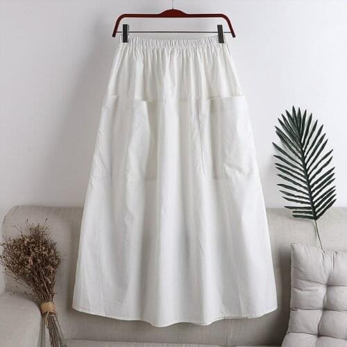 2020 new autumn and winter New Fashion High Waist Solid Color Large pocket loose and simple mid-length Half Length Skirt