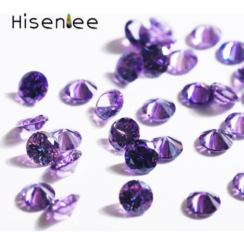 Newest Sparkling luxury Purple Round Cut CZ Zirconia Stone For Jewelry Accessories DIY,6MM 10pcs