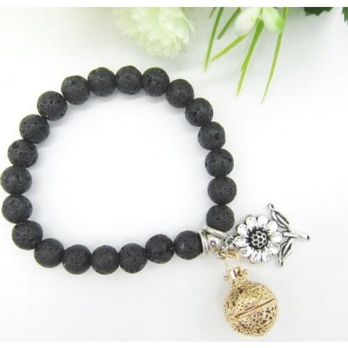 New Charms Amimals Flowers Bike and Figure with Openable Locket Fashion Lava Beads Aroma Oil Diffuser Bracelet