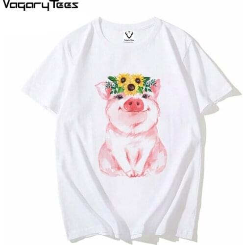 Newest Summer Men Cute Sunflower Pig Fashion Print men Tshirt Harajuku Kawaii Korean style Tops Tees Funny homme T Shirts