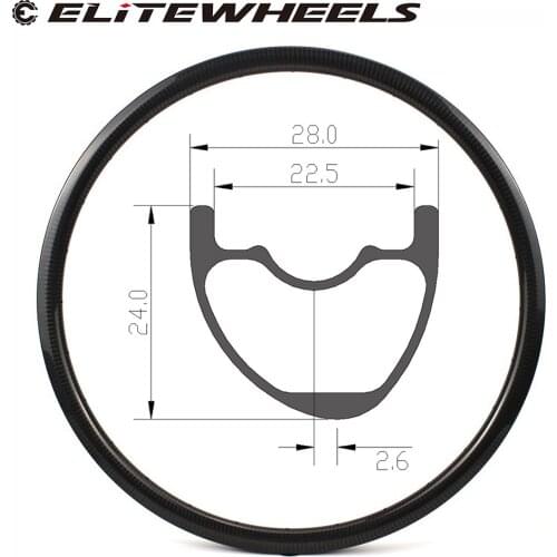 ELITEWHEELS Ultralight 27.5er Mountain Bike Carbon Rim 28mm Width 24mm Depth 280g 650B MTB Bicycle Rims Hookless Bike Wheelset