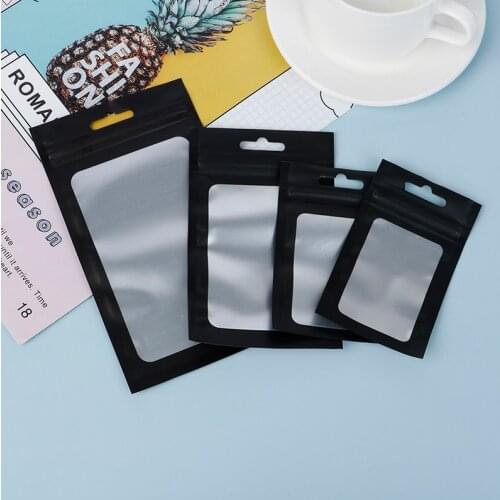 100Pcs Resealable Food Storage Bags Visible Window Coffee Beans Packaging Pouch