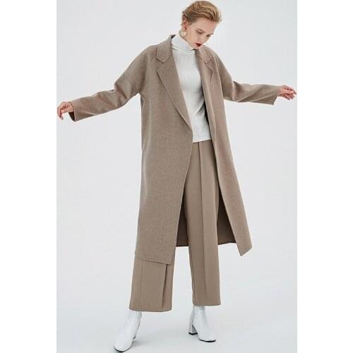 Womens winter coats grey Double-sided wool cashmere outwear 2019 autumn plus size ladies fashion overcoats long free ship