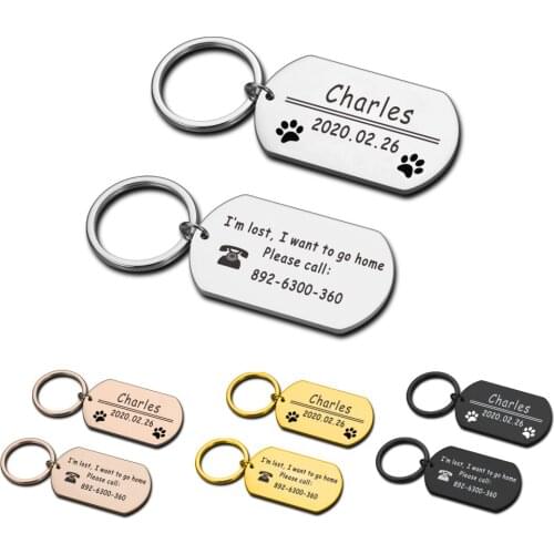 Personalized Dog Name Birthday Date Phone ID Tag Pet ID Name Anti-lost Dog Collar Tag Pendant Keyring Tag for Cat Puppy