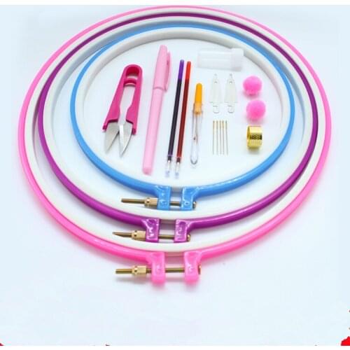 Plastic Cross Stitch Machine Adjustable Embroidery Hoop Ring Sewing Size 27cm 24cm 20cm