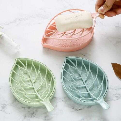 Plastic Soap Leaf Shape Dish Non-slip Soap Holder Toilet Bathroom Soap Tray Storage Shelf Drain Rack Shower Gadget Double Layer