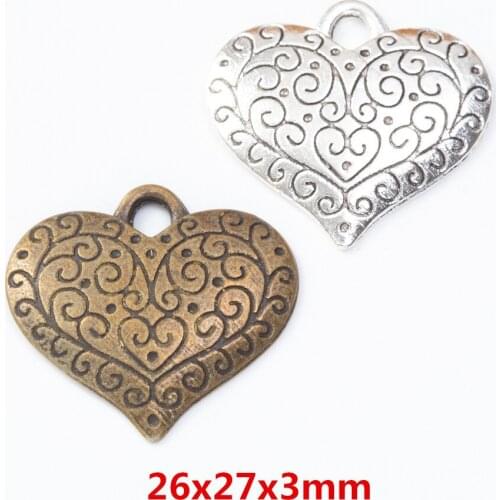 20 pieces of retro metal zinc alloy love pendant for DIY handmade jewelry necklace making 7939
