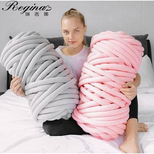 REGINA 2.5cm Thick 0.5kg Soft Cotton Chunky Yarn Hand Knot For Creative Home Decor Sweet Decoration Easy Operate DIY Braid Tube
