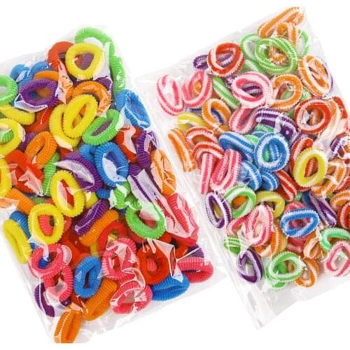 100pcs /bag Hair Bands Candy Color Cloth Strong Elastic Rubber Band Hair Scrunchies Ties Rope Ring Ponytail Holders