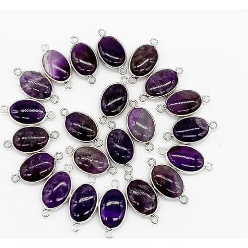 Nature Stone 15-20 MM Charm Pendant Nature Rimmed with Metal Two-Eared For Women Girl Bracelet Necklace Fashion Jewelry Made