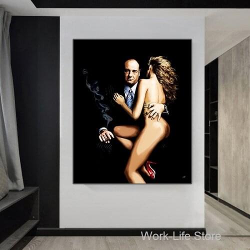 Modern Godfather&Sexy Lady Woman Portrait Posters and Prints Figure Wall Art Canvas Painting Wall Art Pictures for Bedroom Decor