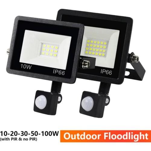LED Floodlight PIR Motion Sensor 220V 10W 20W 30W 50W 100W Waterproof IP66 Outdoor Induction Lighting Garden Decoration
