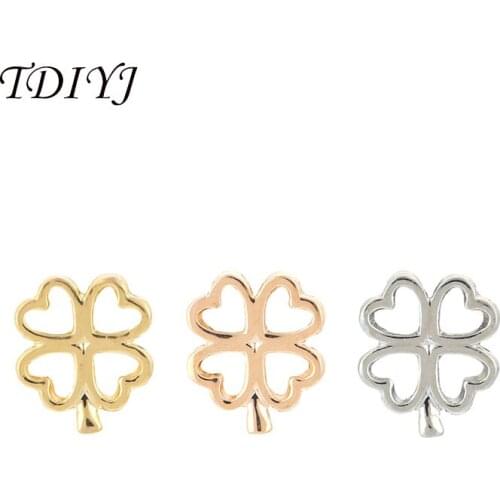 TDIYJ 12Pcs Newest KEEPER Four Leaf Clover Slide Charms Keeper for Reversible Leather Wrappable Bracelet as Jewelry Accessories